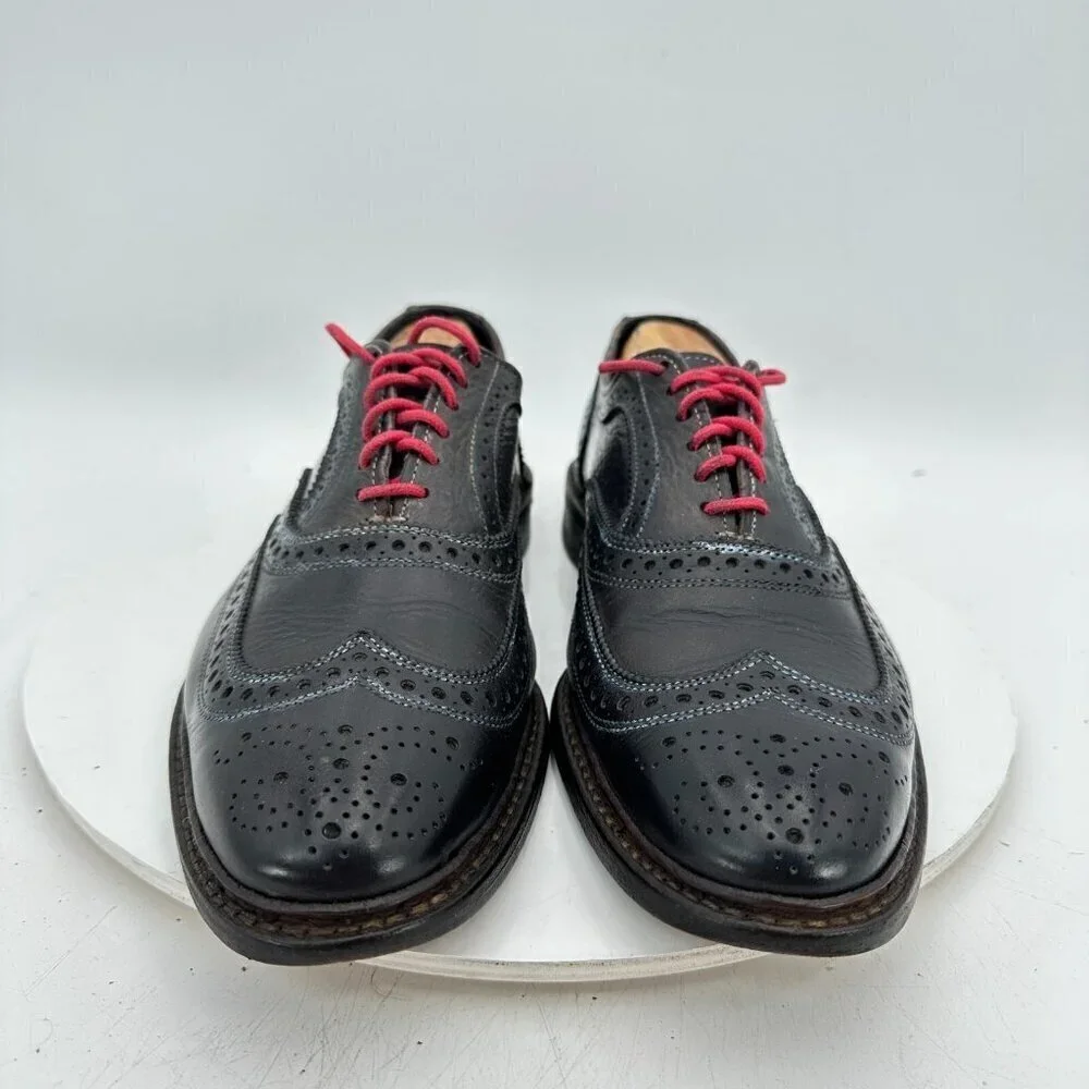 Allen Edmond Neumok Men Size 9.5D Black Leather Wingtip Oxford Dress Shoes